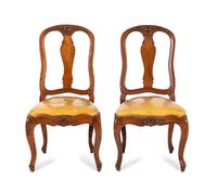A Pair of Continental Walnut Side Chairs