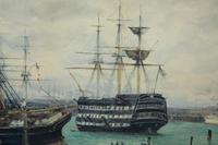 Portsmouth Harbor with HMS Victory at Anchor