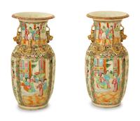A Pair of Chinese Rose Medallion Porcelain Vases