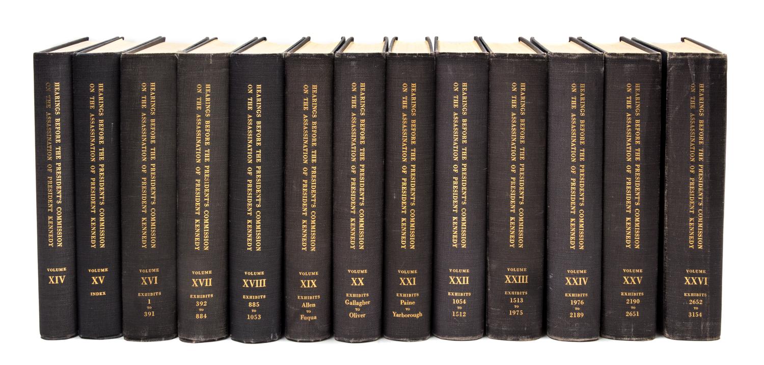 (KENNEDY, JOHN F.) Hearings...on the Assassination of President Kennedy [with] Report of the Warren Commission. 27 vols., signed.