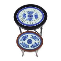 Two Chinese Export Porcelain Fitzhugh Table Articles on Later Stands
