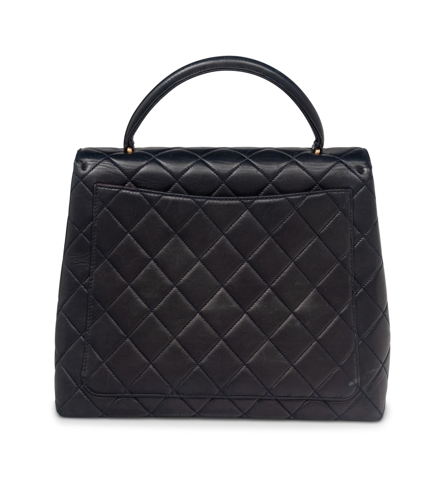 Chanel Top-Handle Bag in Navy Lambskin