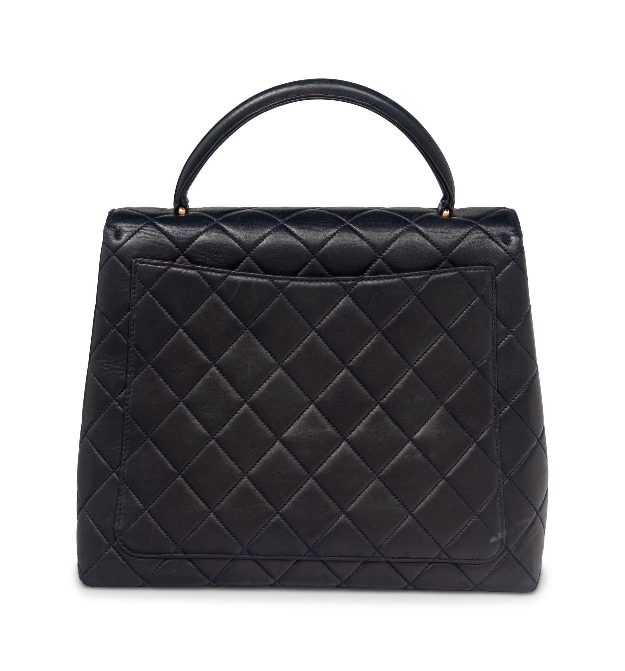 Chanel Top-Handle Bag in Navy Lambskin