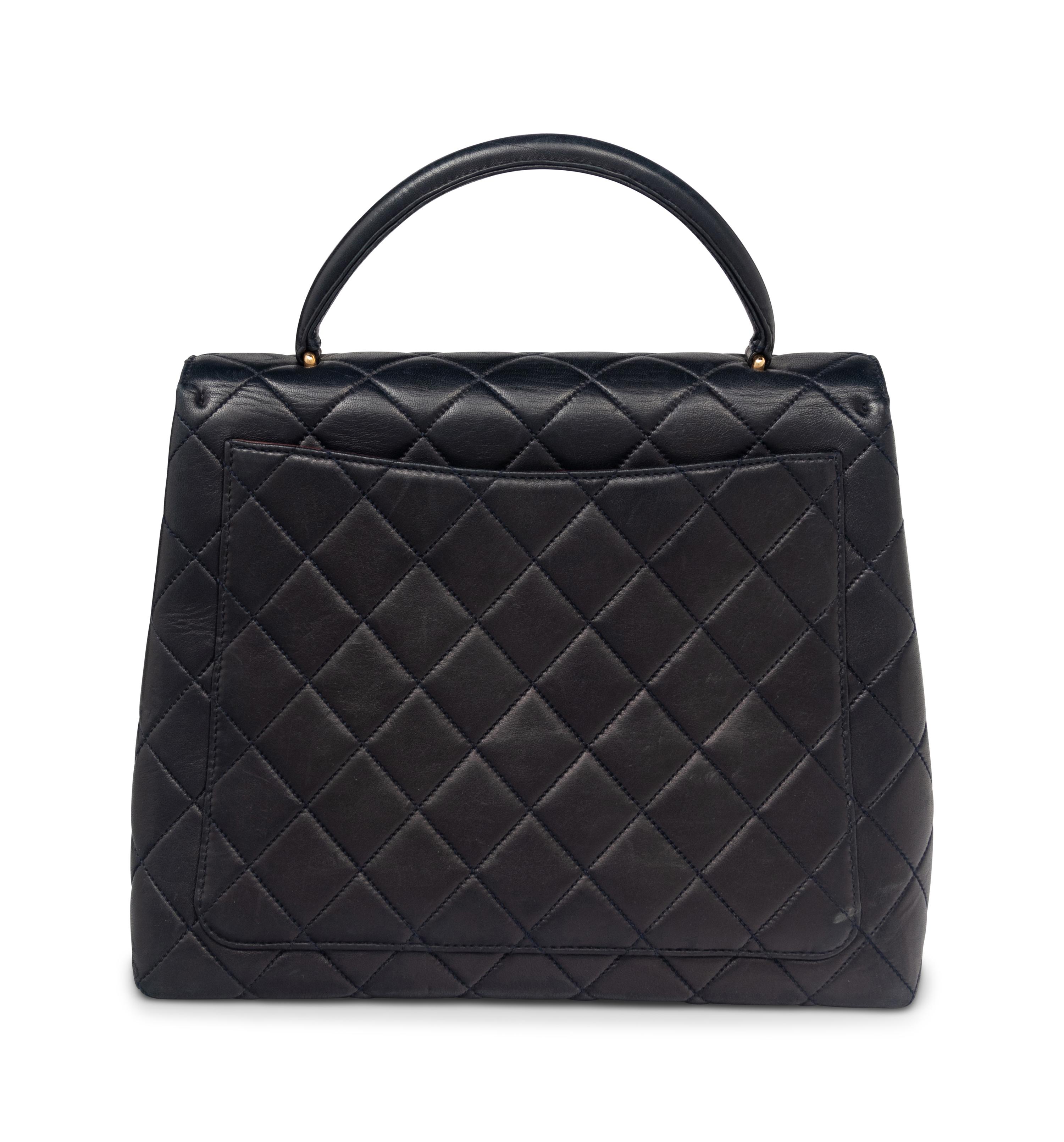 Chanel Top-Handle Bag in Navy Lambskin
