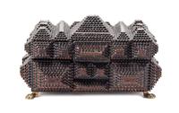 A Tramp Art Carved Wood Box Height 8 x width 13 x depth 7 1/2 inches. — 20TH CENTURY
