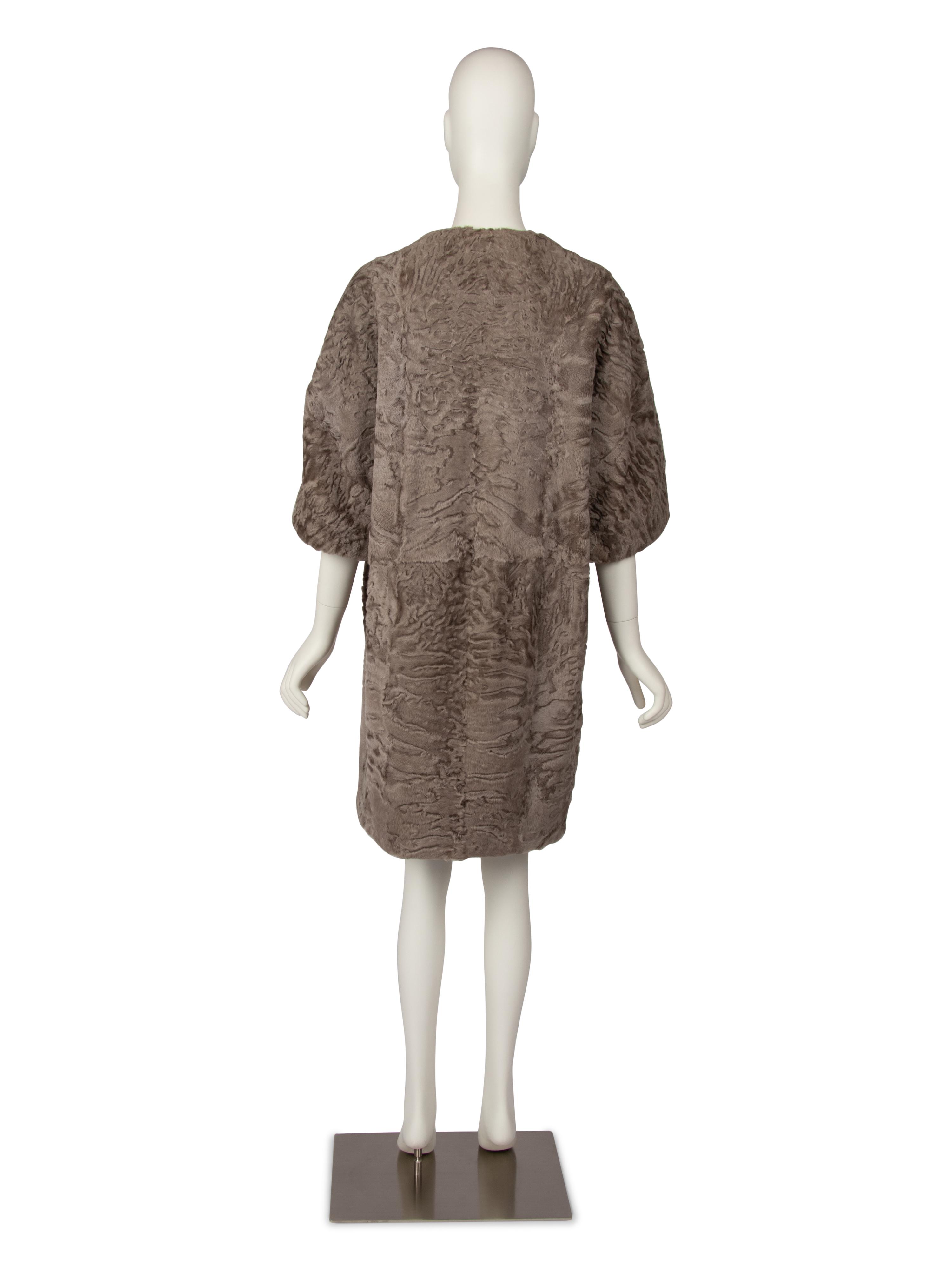 J. Mendel Brown Broadtail Open-Front Coat, 2000s