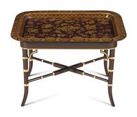 A Regency Papier-Mache Decorated Tray