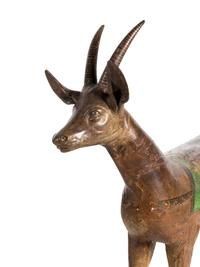 A Pair of Indian Painted Wood Models of Deer