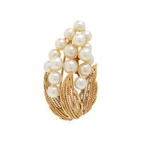 Yellow Gold and Cultured Pearl Brooch