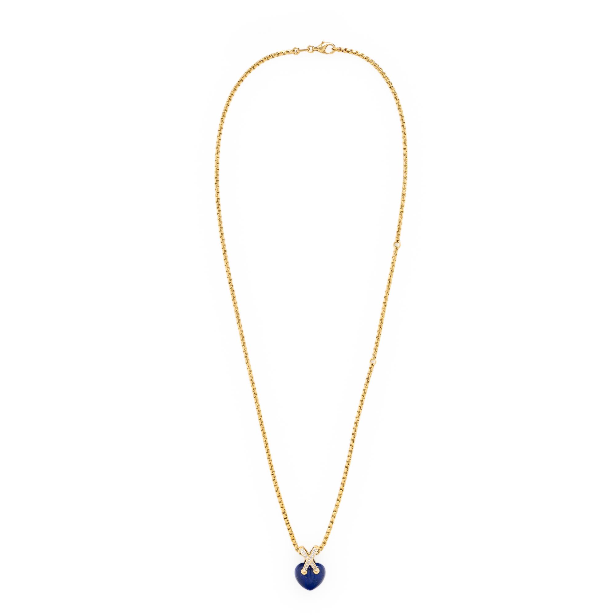Lapis Lazuli, Diamond, and Yellow Gold Pendant Necklace
