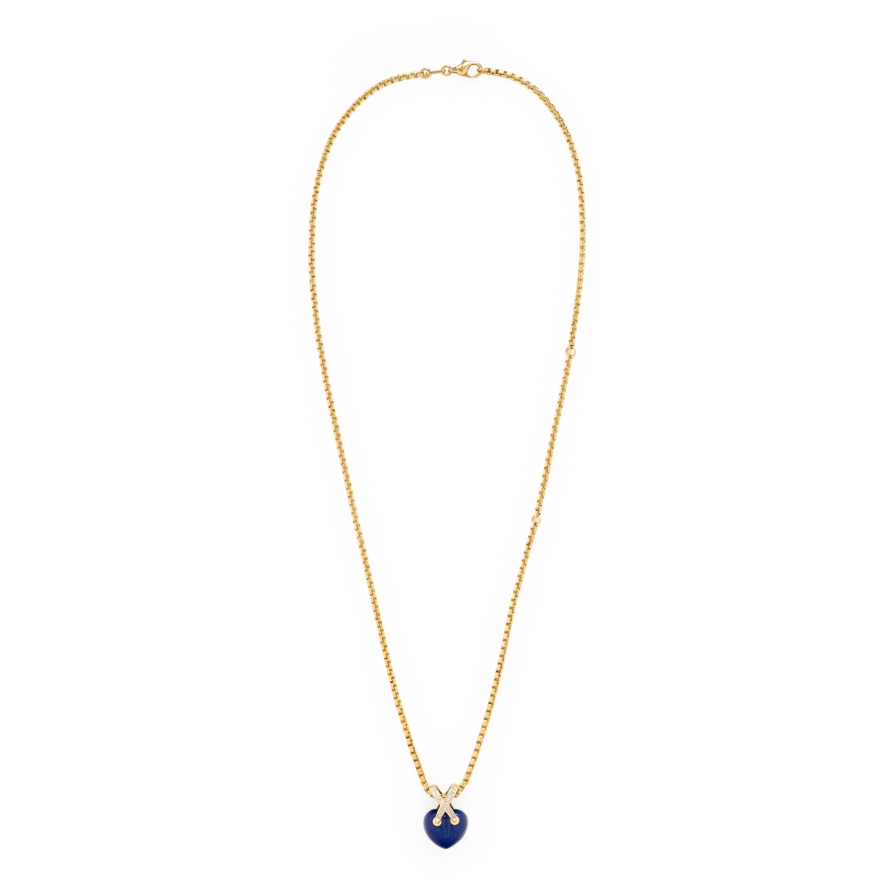 Lapis Lazuli, Diamond, and Yellow Gold Pendant Necklace