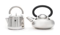 Two Stainless Steel Kettles Height of taller example 7 3/4 x width 9 1/2 inches. — WMF