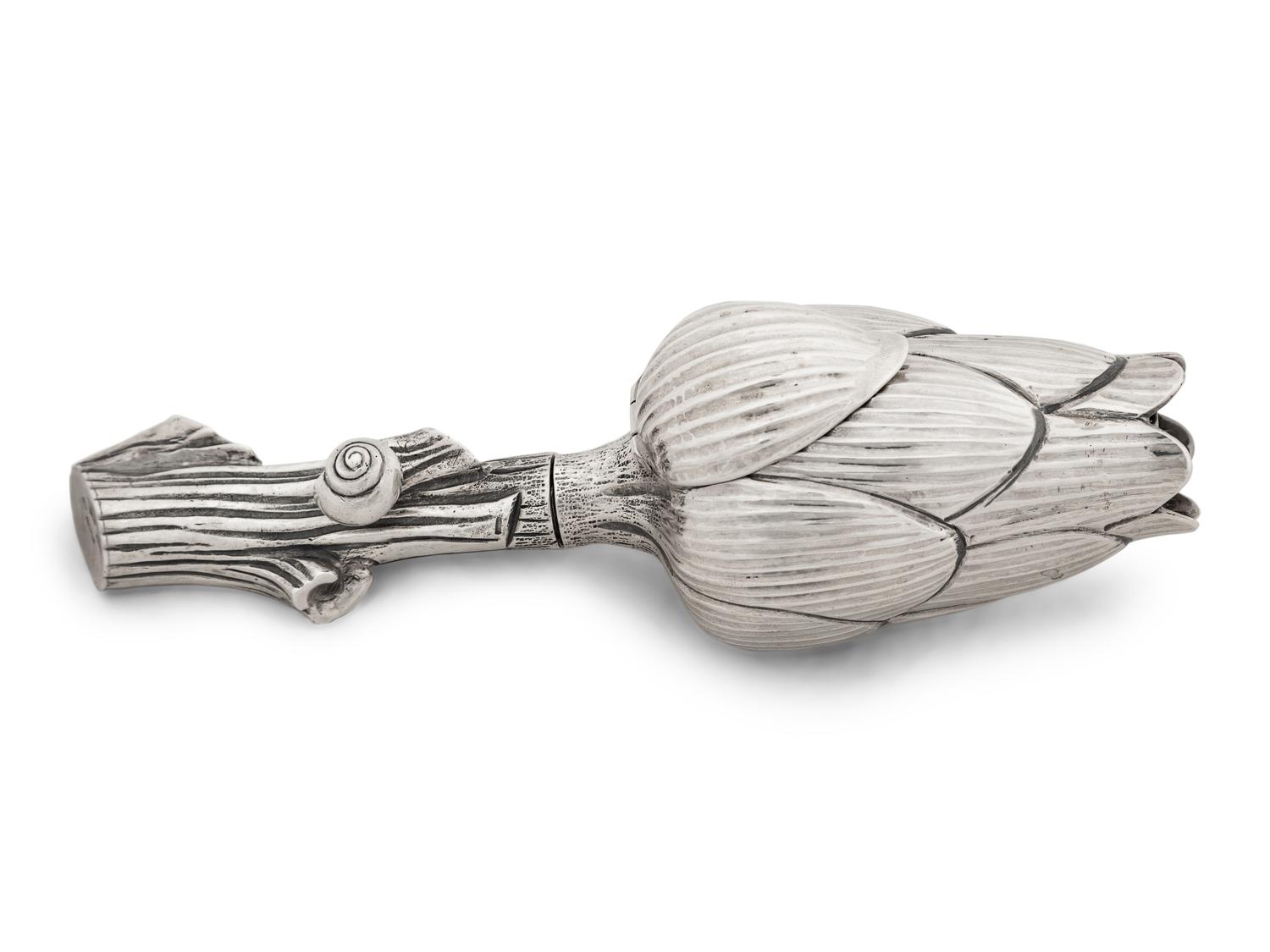 An Italian Silver Artichoke-Form Pepper Mill