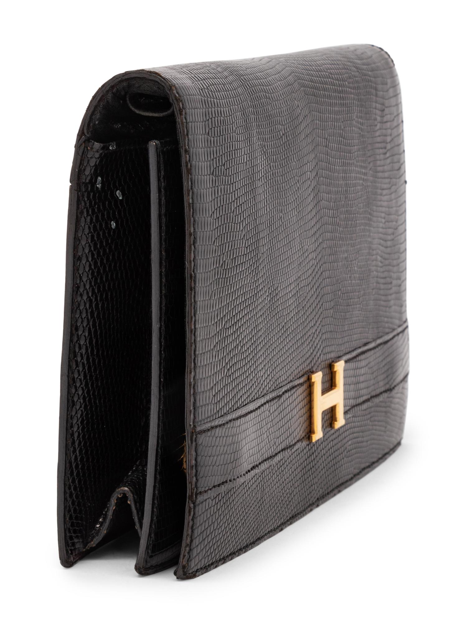 Hermès Annie Clutch in Black Lizard, 1978
