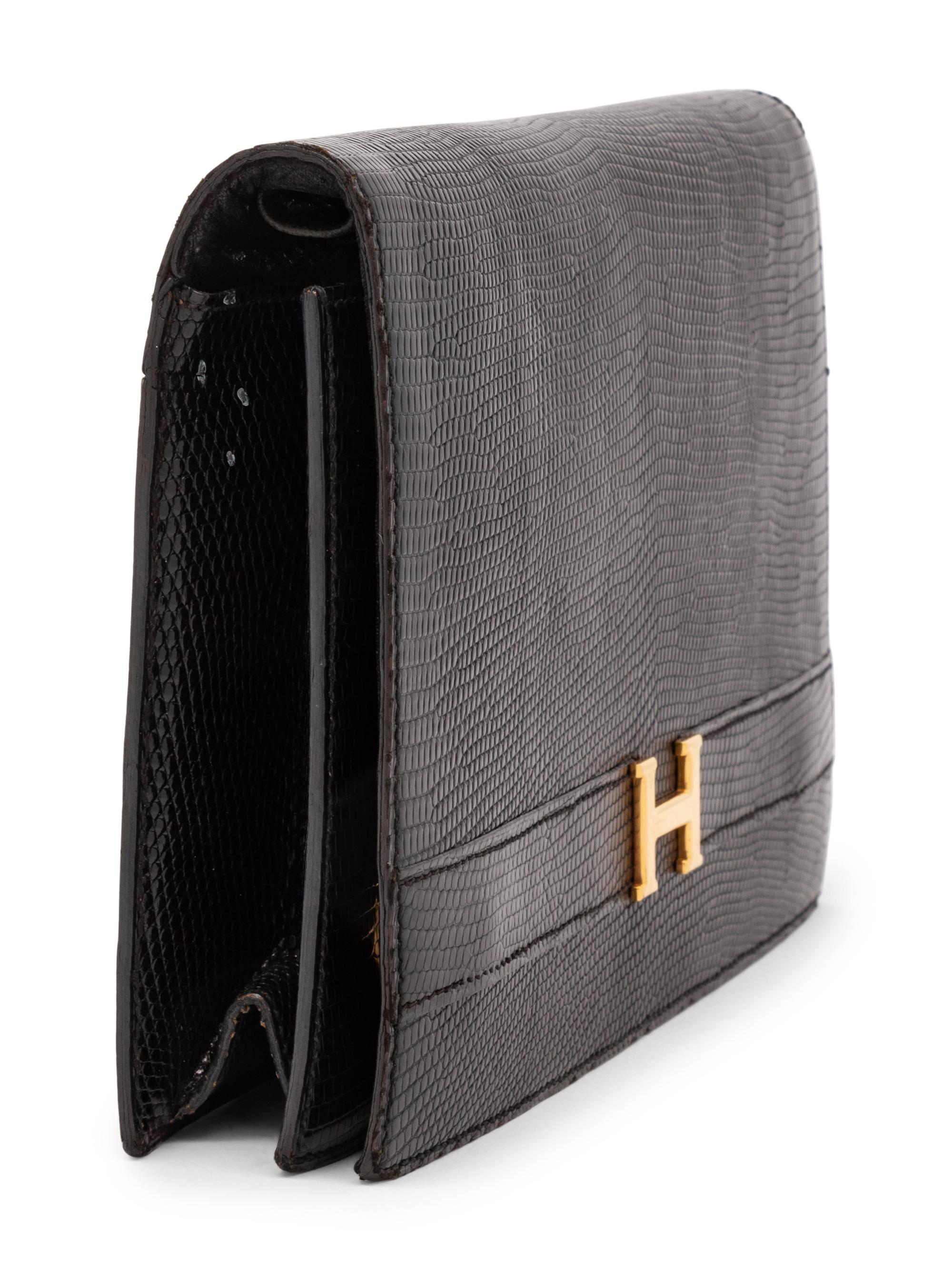 Hermès Annie Clutch in Black Lizard, 1978