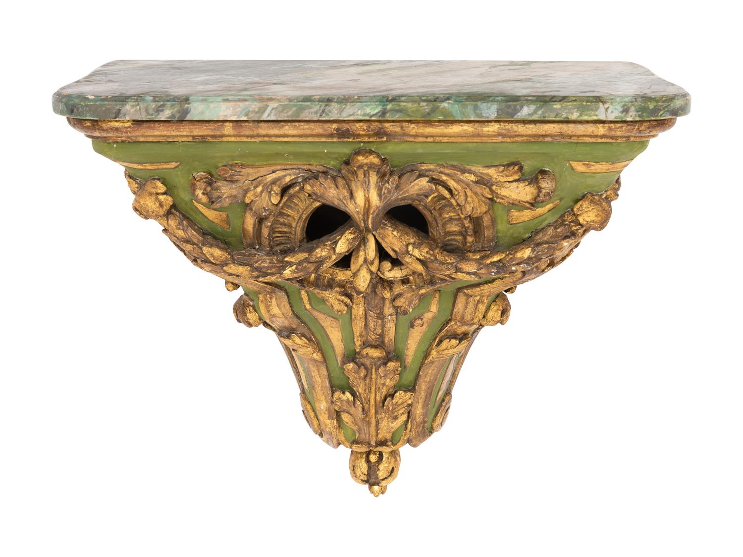 A Large Italian Painted and Parcel-Gilt Wall Bracket