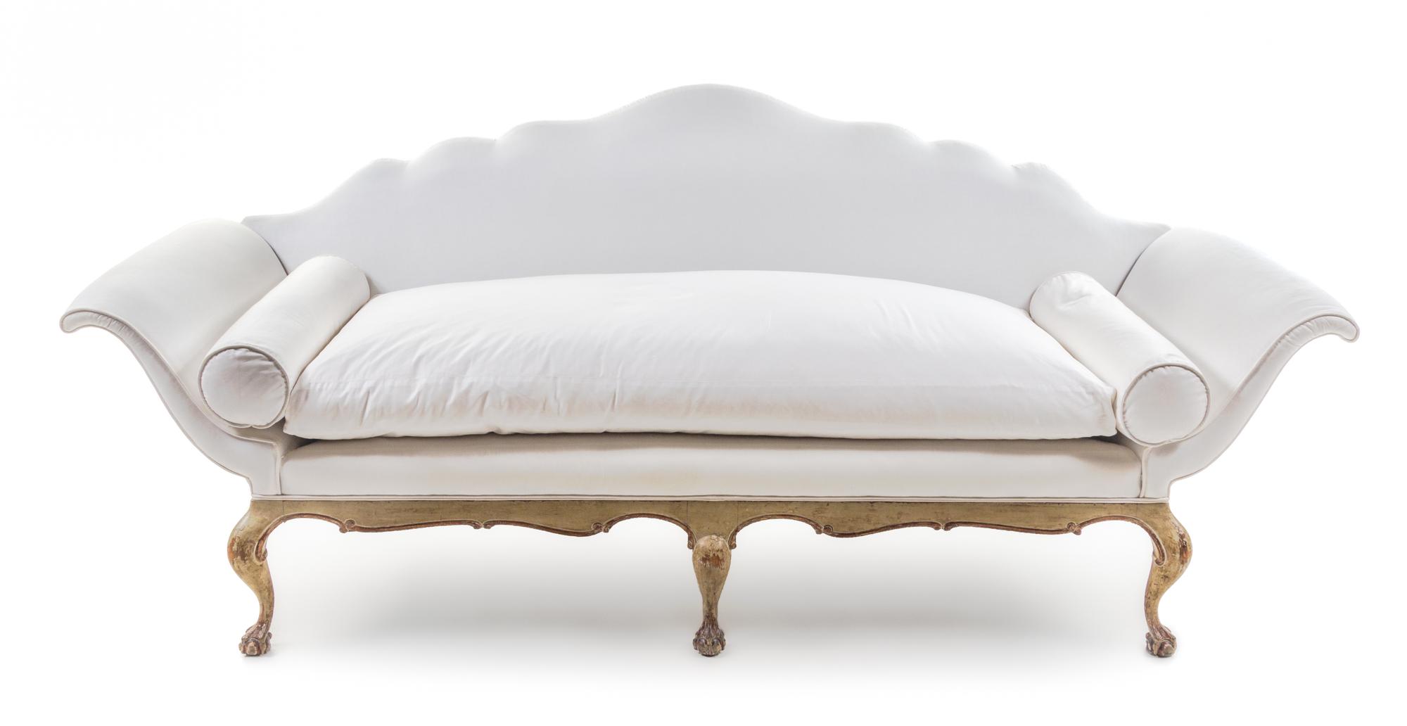 A Venetian Painted Sofa Height 36 3/4 x width 85 1/8 x depth 28 1/2 inches. — 19TH CENTURY