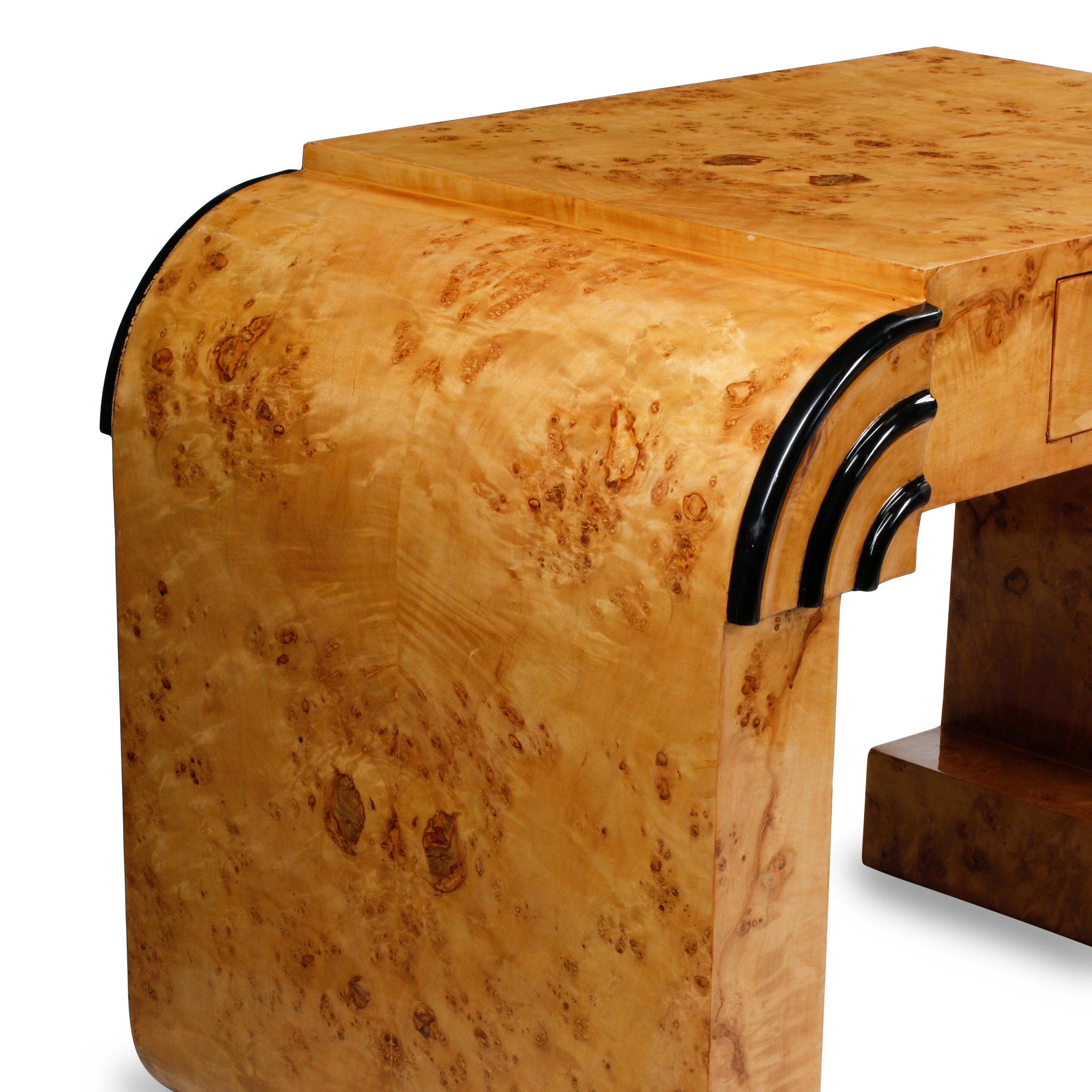 Art Deco Style 20th Century — Pair of Burlwood Console Tables