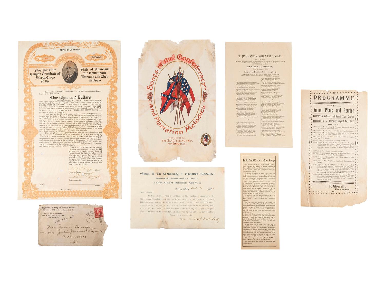 [RECONSTRUCTION]. Dabney MAURY ALS to BEAUREGARD. 1873. [With:] Confederate veteran ephemera.