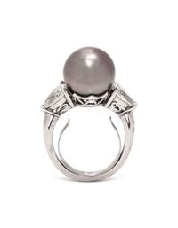 CULTURED PEARL AND DIAMOND RING