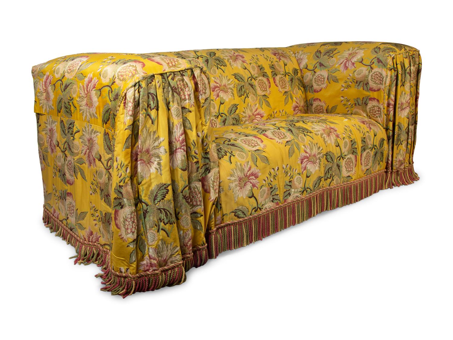 A Pair of Silk Upholstered Couches — 20TH CENTURY