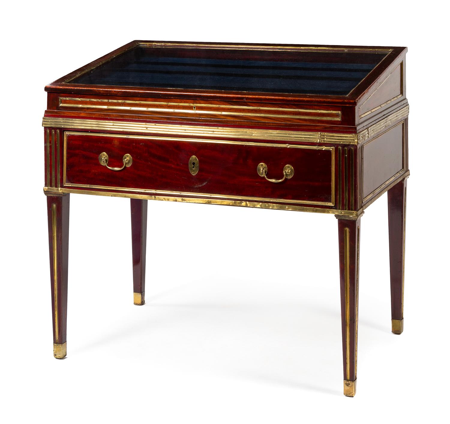 A Russian Neoclassical Brass Mounted Mahogany Vitrine Table Height 39 x width 42 x depth 28 inches. — CIRCA 1830