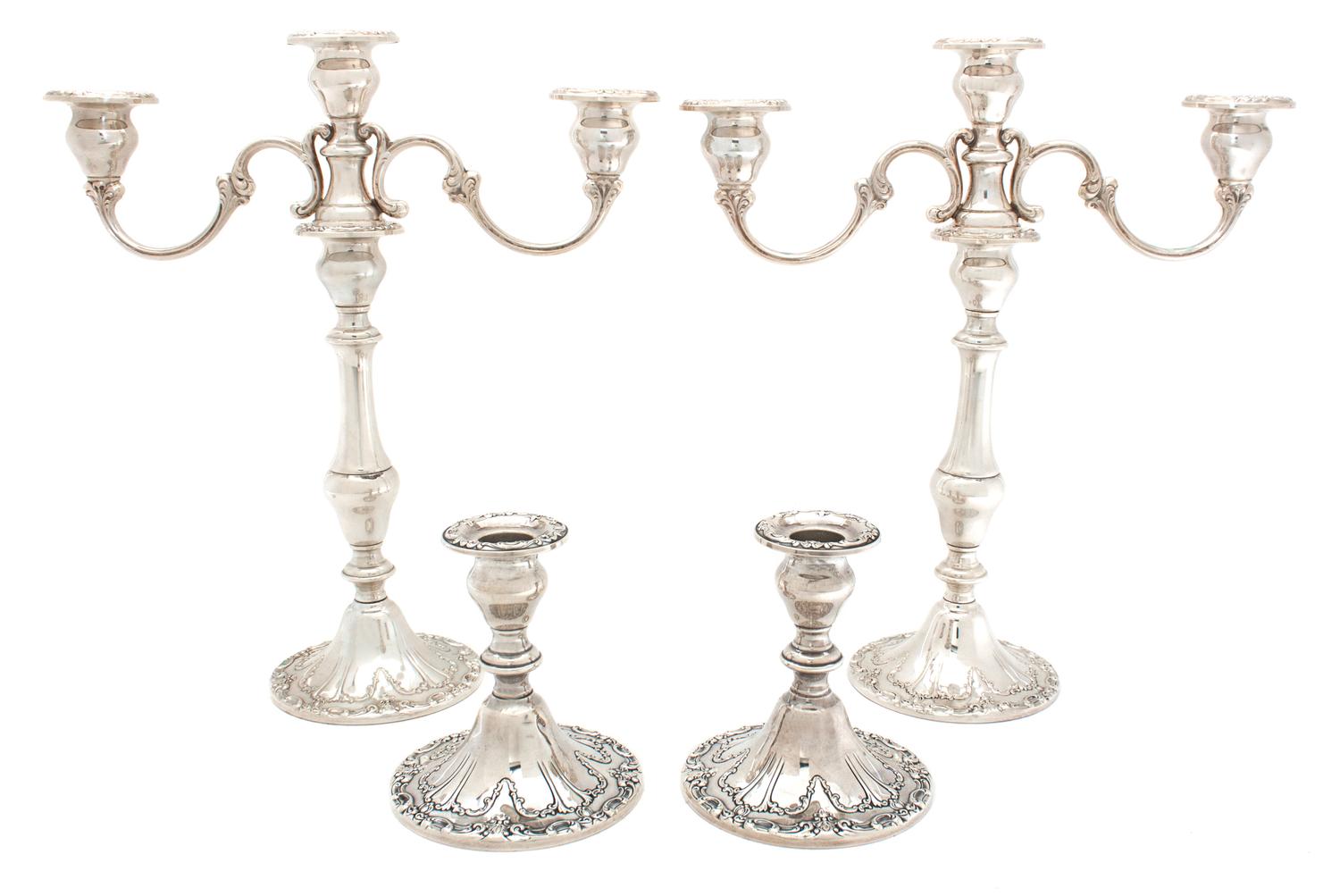 A Pair of American Silver Three Arm Candelabra Height of first 13 inches. — Gorham Mfg. Co., Providence, RI
