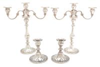 A Pair of American Silver Three Arm Candelabra Height of first 13 inches. — Gorham Mfg. Co., Providence, RI