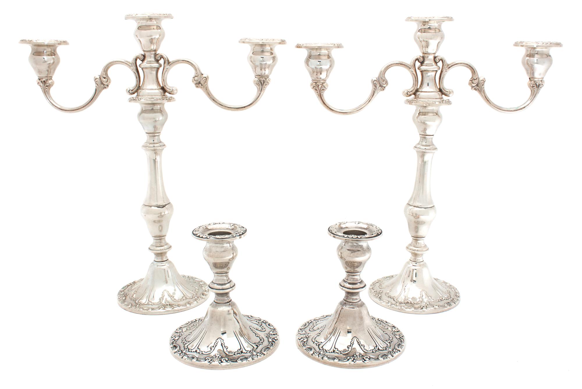 A Pair of American Silver Three Arm Candelabra Height of first 13 inches. — Gorham Mfg. Co., Providence, RI