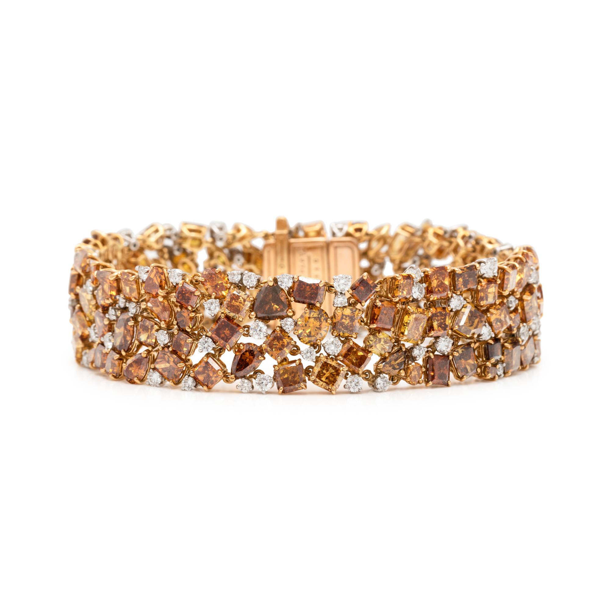 OSCAR HEYMAN, DIAMOND AND COLORED DIAMOND BRACELET