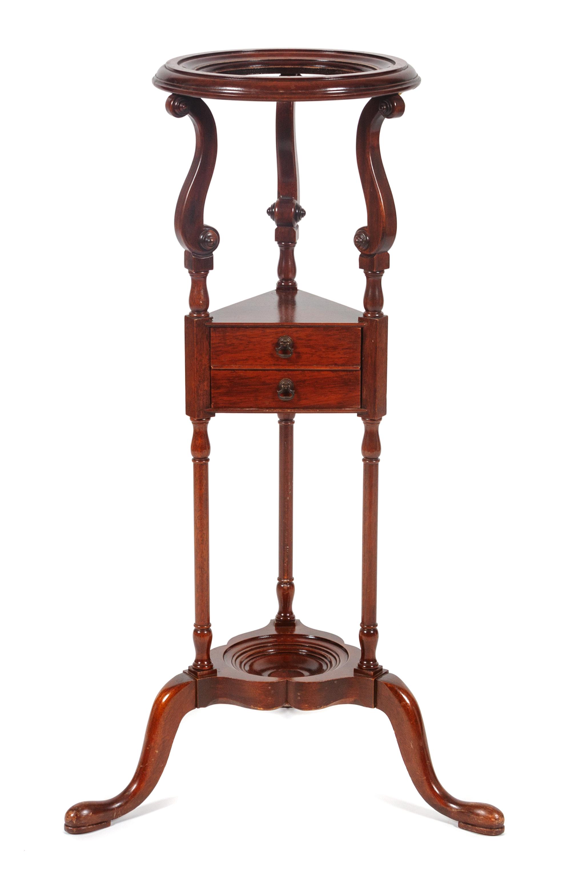 A Georgian Style Mahogany Wig Stand Height 32 inches.