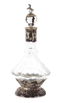 A Continental Silver Mounted Cut Glass Decanter Height 10 inches.