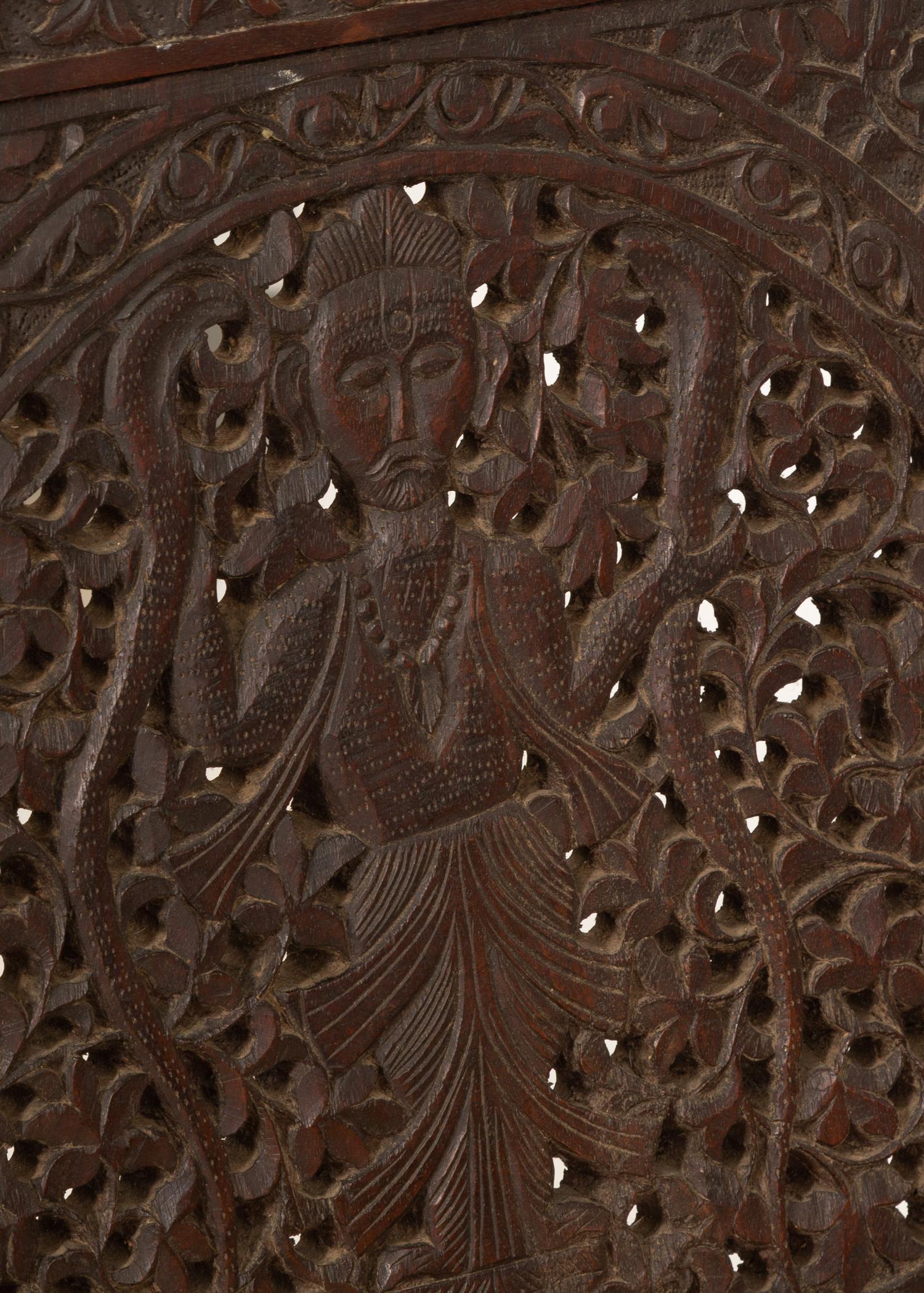 Two Anglo-Indian Carved Teak Side Chairs