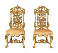A Pair of Continental Baroque Style Giltwood Side Chairs — 20TH CENTURY