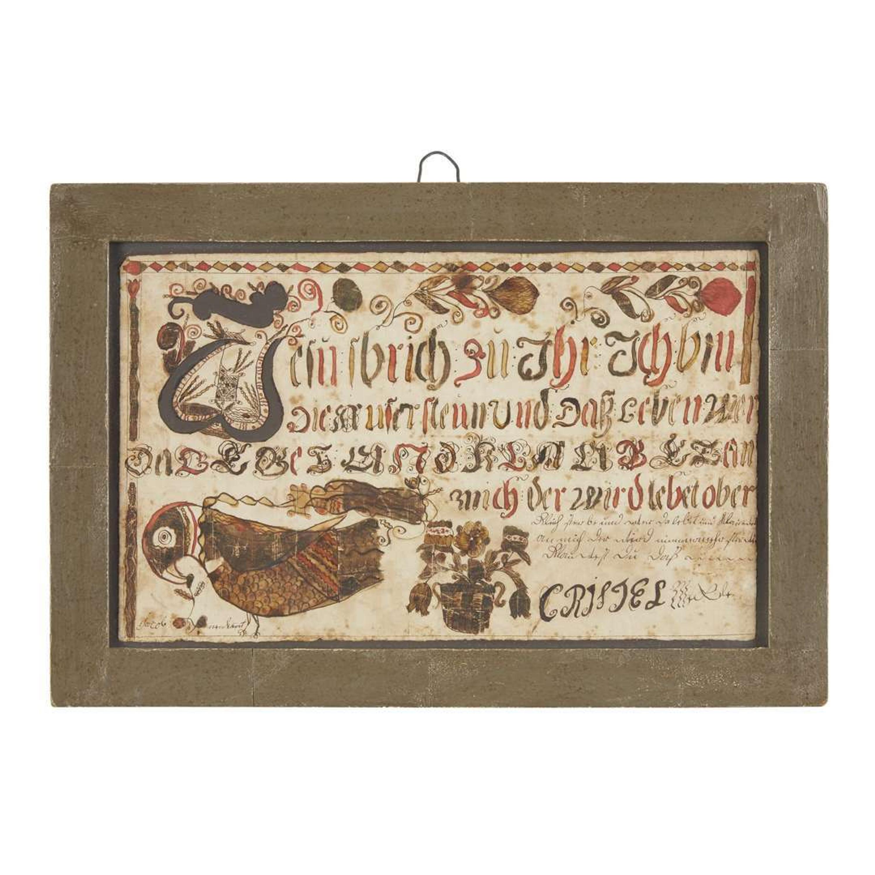 Fraktur: Vorschrift probably Lancaster County, PA, early 19th century