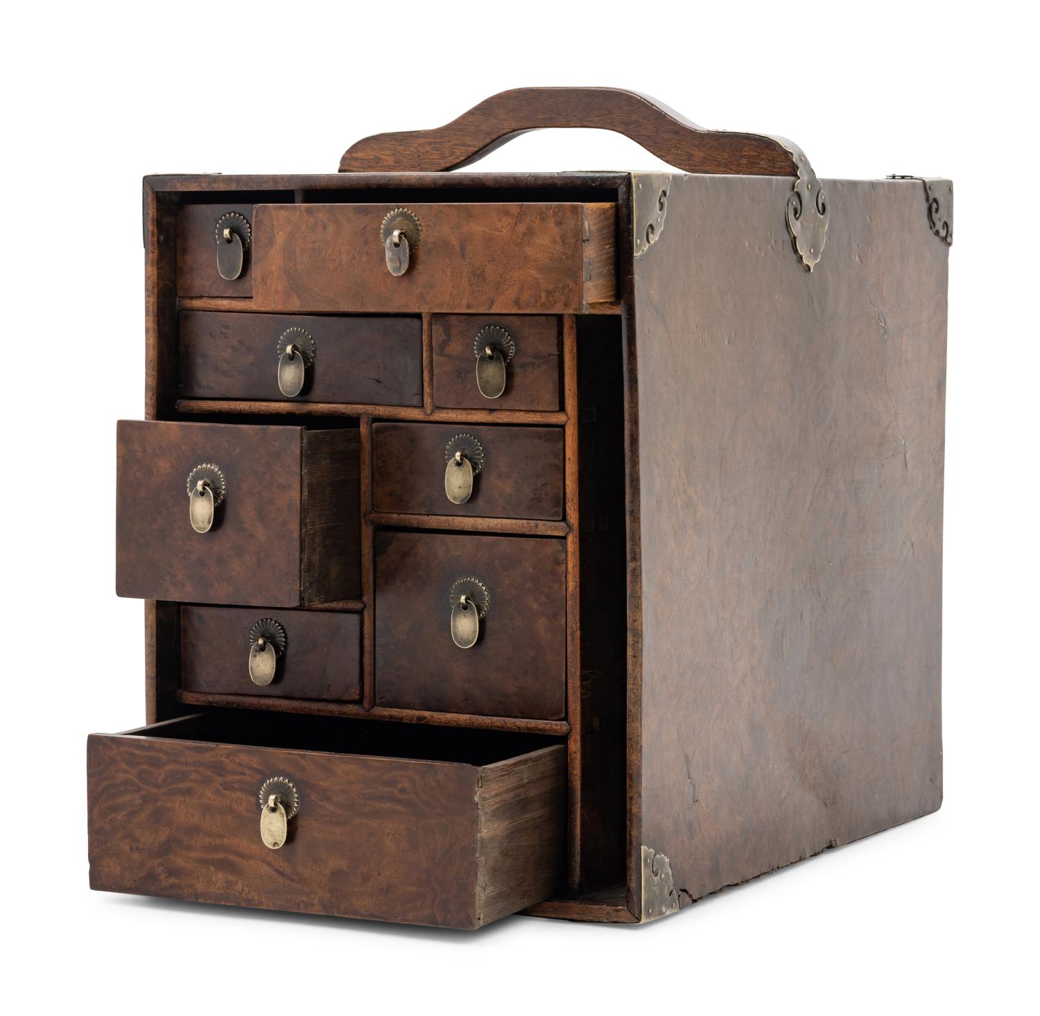 A Chinese Burlwood Portable Medicine Chest, Yaoxiang