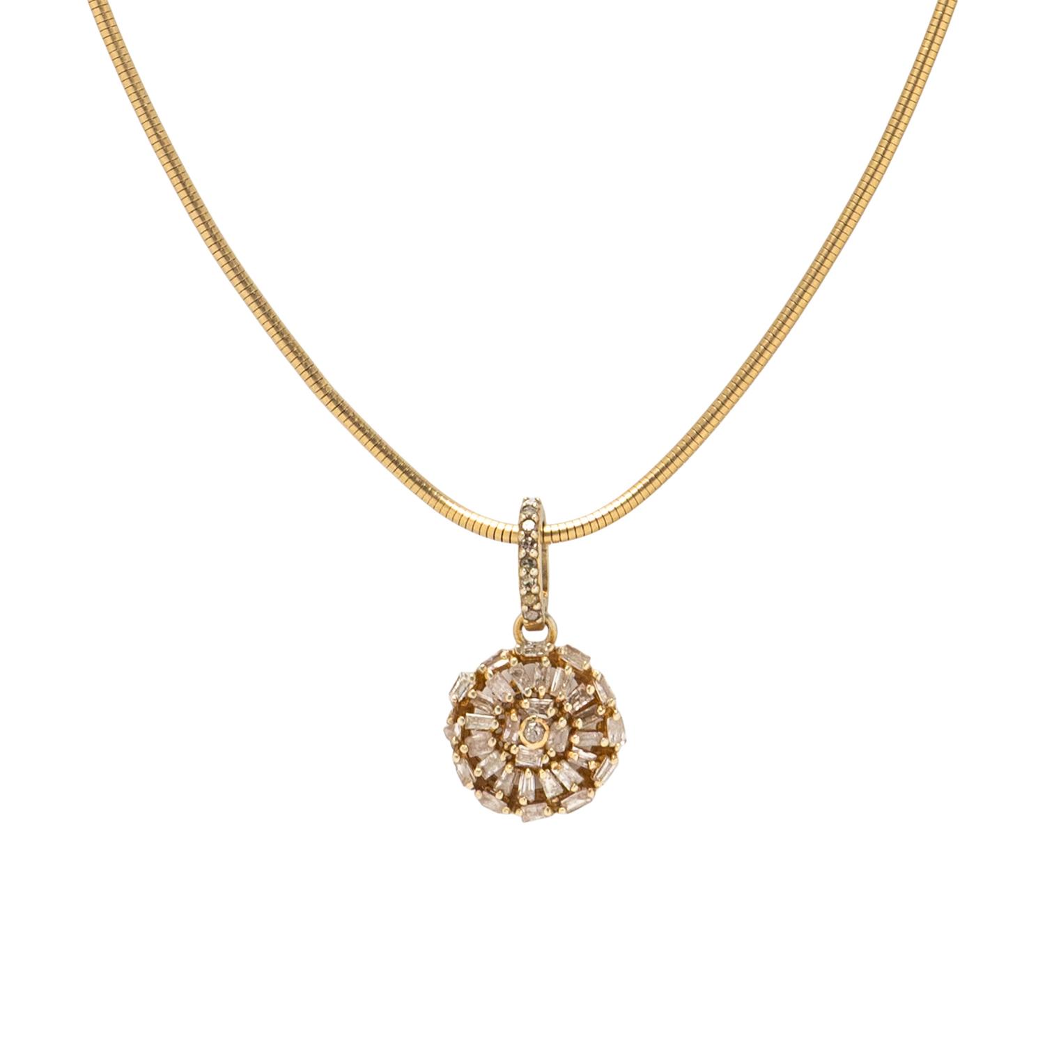YELLOW GOLD, STERLING SILVER, AND DIAMOND PENDANT NECKLACE