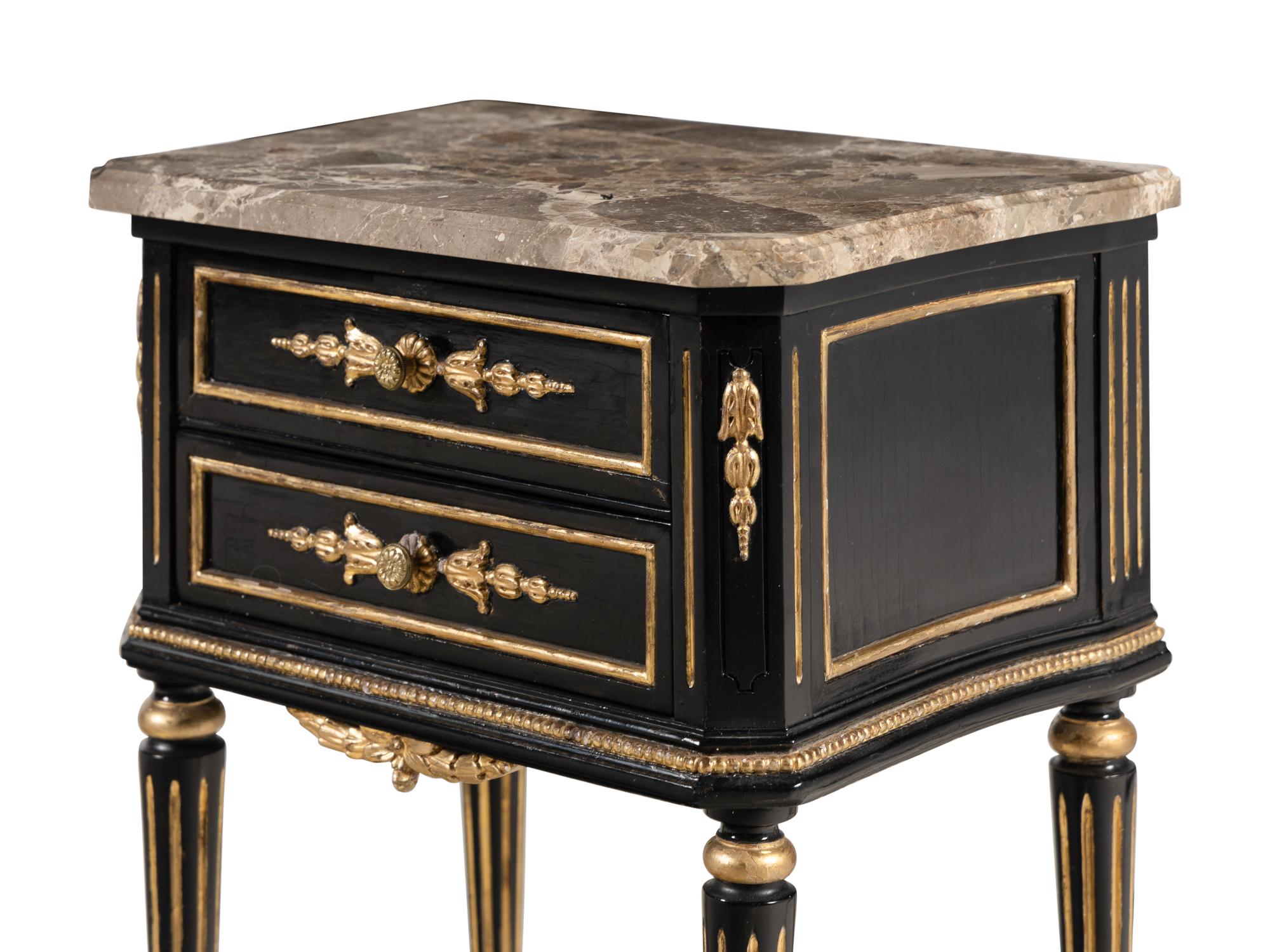 A Pair of Napoleon III Style Painted and Parcel Gilt Side Commodes