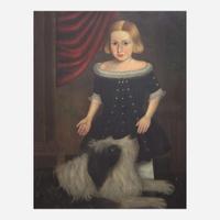 American School 19th century Portrait of a Boy with His Dog