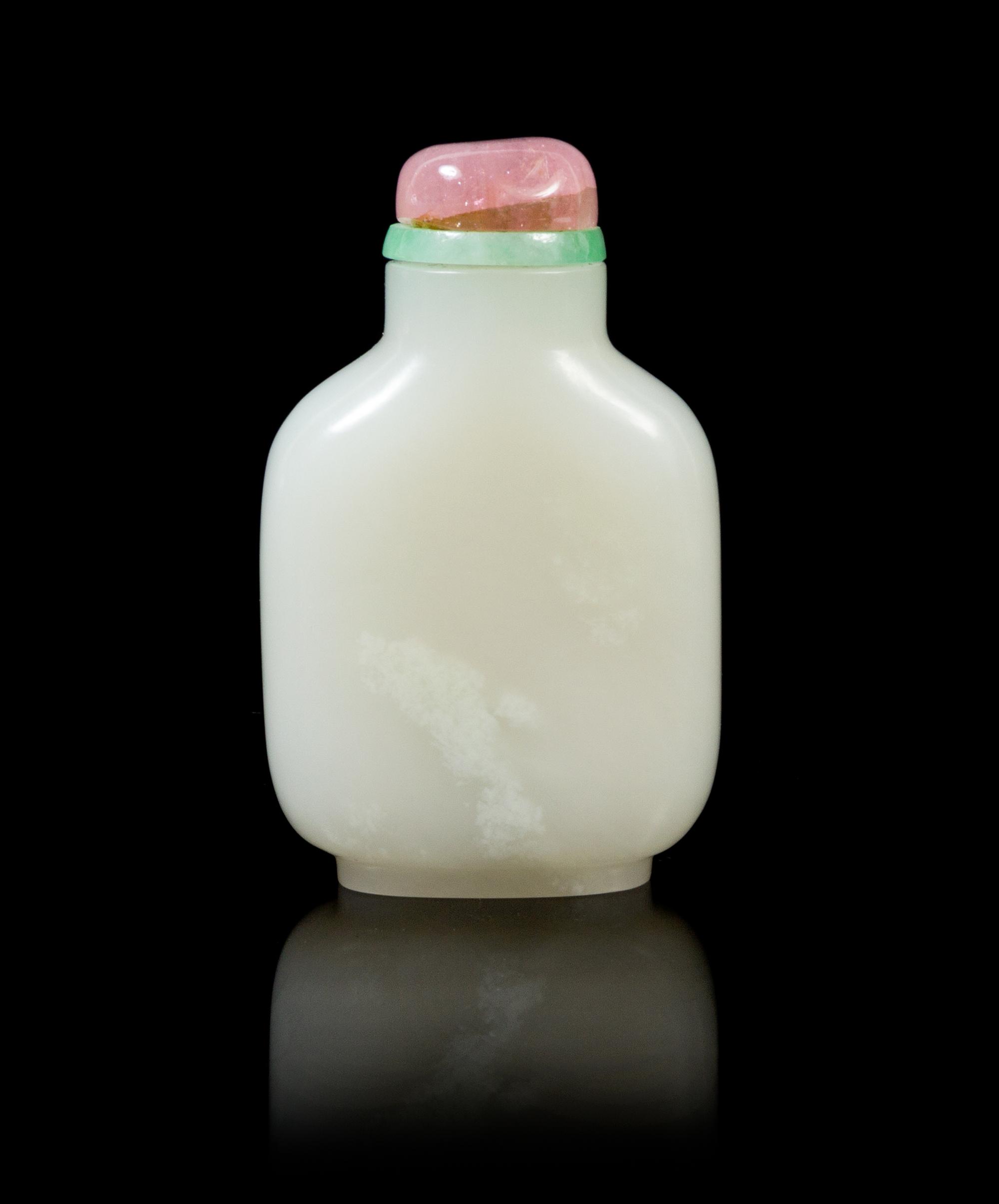A Jade Snuff Bottle POSSIBLY 18TH CENTURY Height 2 7/8 inches. — POSSIBLY 18TH CENTURY