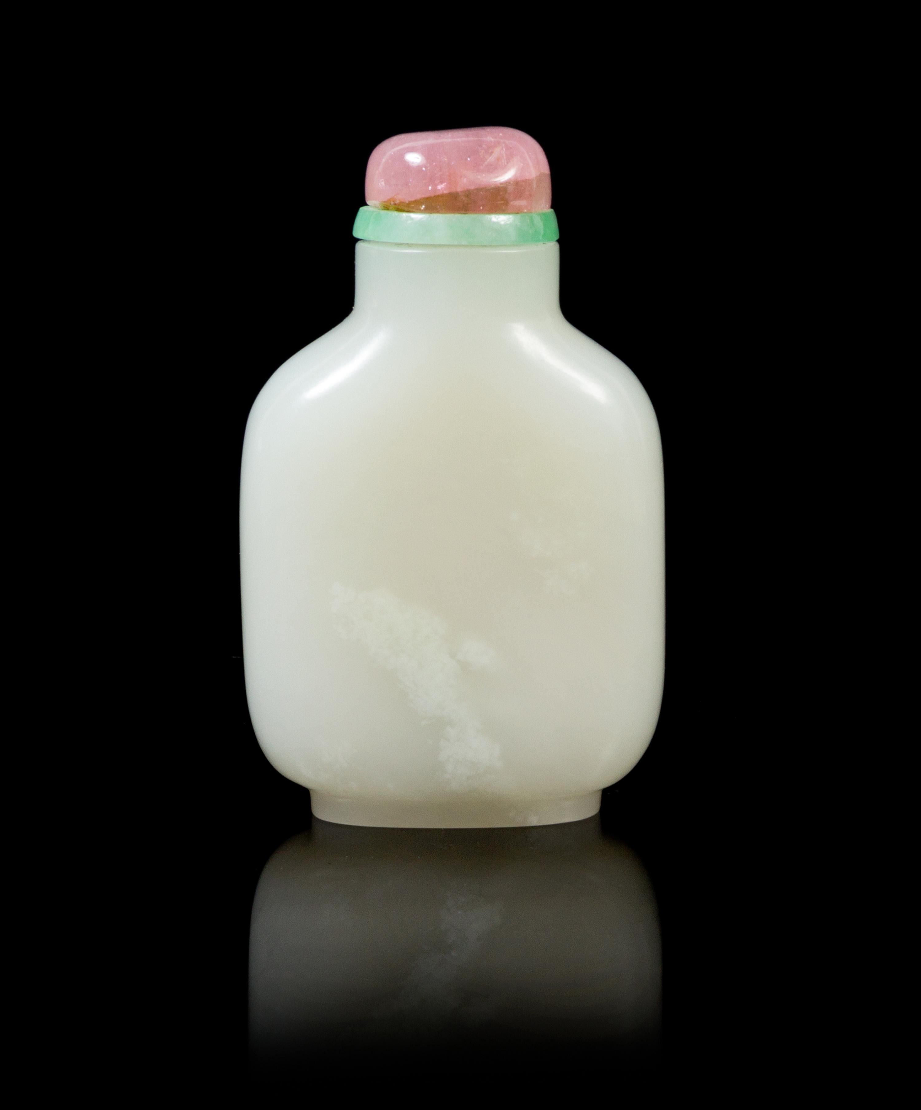 A Jade Snuff Bottle POSSIBLY 18TH CENTURY Height 2 7/8 inches. — POSSIBLY 18TH CENTURY