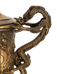 A Chinese Gilt Bronze Dragon Urn Lamp
