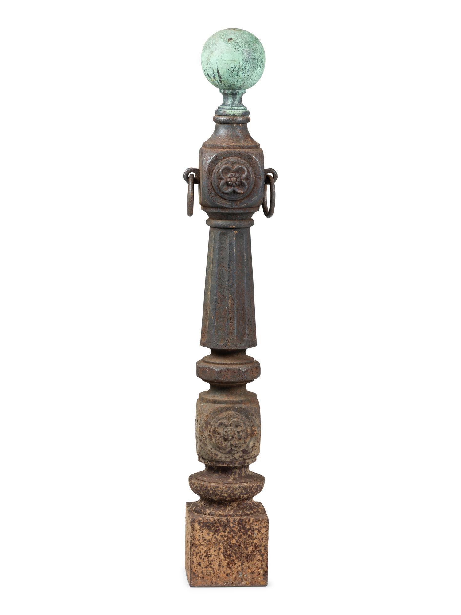 A Cast-Iron Hitching Post with Copper Finial