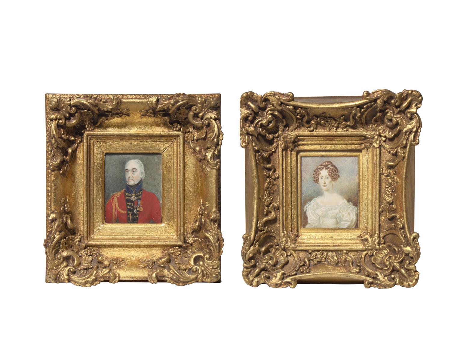 English School 19th Century, A Pair Of Portrait Miniatures: Henry P. Steele, Lieutenant R.N., And Margaret Stenhouse
