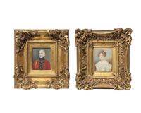 English School 19th Century, A Pair Of Portrait Miniatures: Henry P. Steele, Lieutenant R.N., And Margaret Stenhouse
