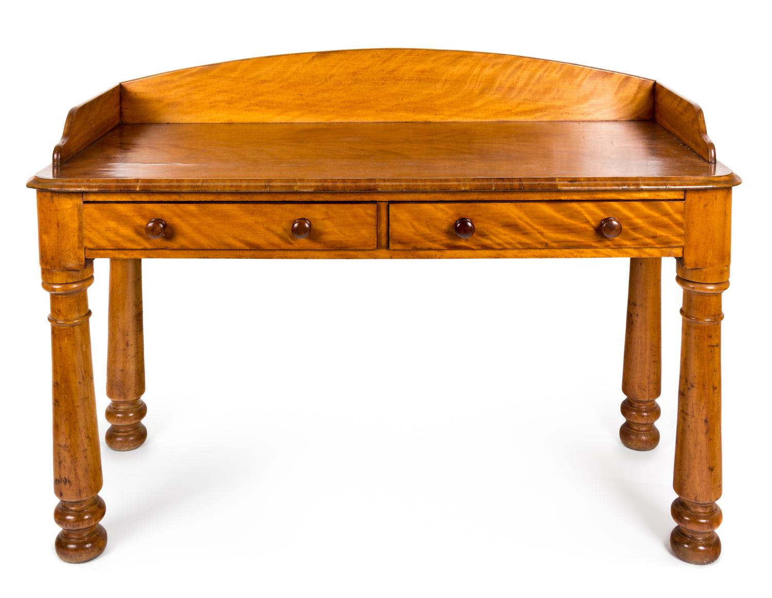 An Early Victorian Satin-Birch Dressing Table Height 34 x width 50 x depth 22 1/2 inches. — MID-19TH CENTURY