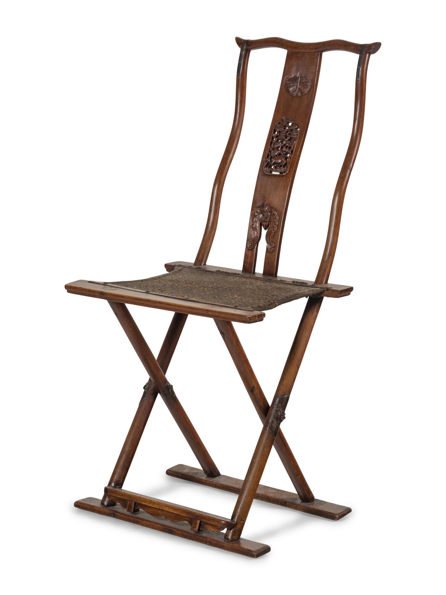 A Chinese Hardwood Folding Chair, Jiaoyi, 19th Century — 清中晚期 硬木交椅