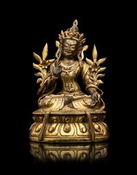 A Sino-Tibetan Gilt Bronze Figure of Green Tara