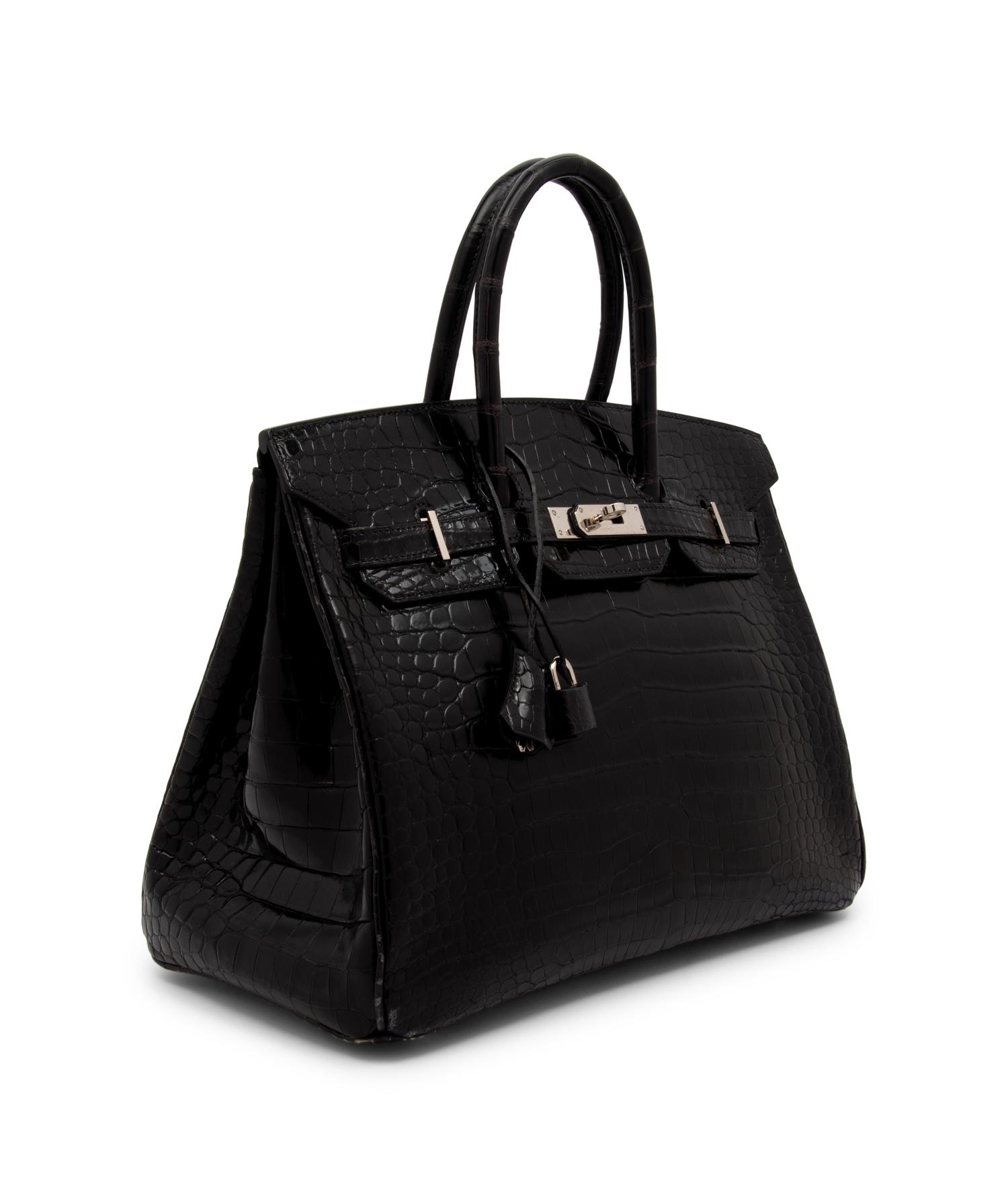 Hermès Birkin 35 in Shiny Black Porosus Crocodile, 2004