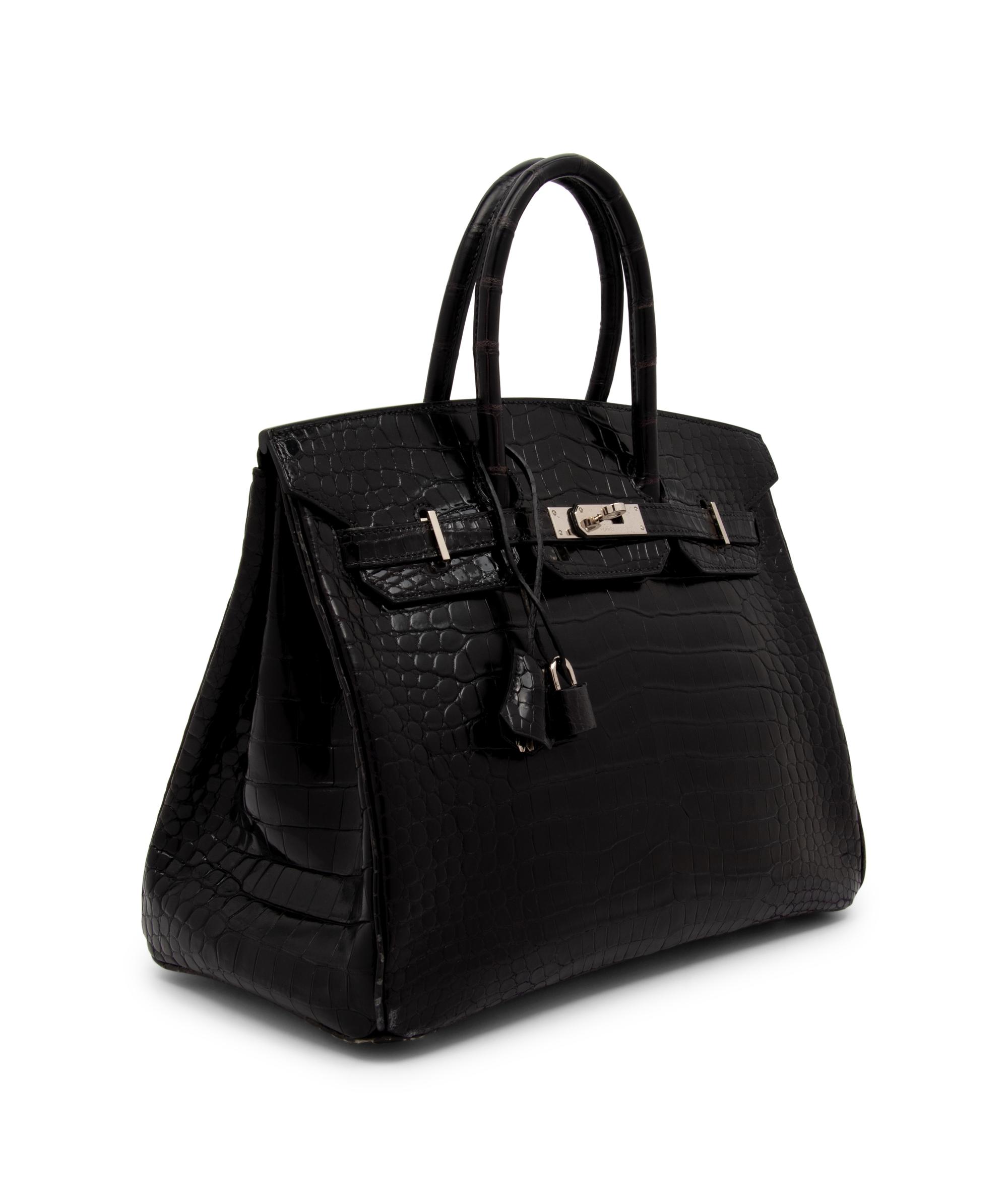 Hermès Birkin 35 in Shiny Black Porosus Crocodile, 2004